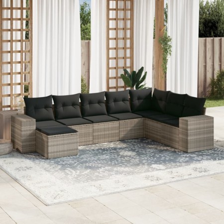 Gartensofa-Set, 8-teilig, mit grauen Kissen aus synthetischem Rattan von , Gartensets - Ref: Foro24-3222961, Preis: 552,72 €,...