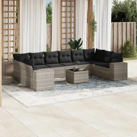 Gartensofagarnitur 11-teilig mit grauen Polstern aus synthetischem Rattan von , Gartensets - Ref: Foro24-3223081, Preis: 756,...