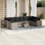 Garden sofa set 11 pieces and gray synthetic rattan cushions by , Garden sets - Ref: Foro24-3223081, Price: 743,73 €, Discoun...