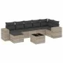 Garden sofa set 8 pieces and gray synthetic rattan cushions by , Garden sets - Ref: Foro24-3222891, Price: 541,62 €, Discount: %