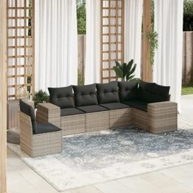 Garden sofa set 6 pieces and gray synthetic rattan cushions by , Garden sets - Ref: Foro24-3222631, Price: 440,83 €, Discount: %
