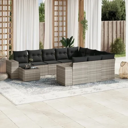 Set de sofás de jardín 11 pzas y cojines ratán sintético gris de , Conjuntos de jardín - Ref: Foro24-3223131, Precio: 756,87 ...