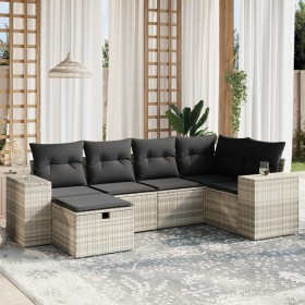 Garden sofa set 6 pieces and gray synthetic rattan cushions by , Garden sets - Ref: Foro24-3264418, Price: 420,63 €, Discount: %