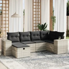 Garden sofa set 6 pieces and gray synthetic rattan cushions by , Garden sets - Ref: Foro24-3264418, Price: 429,53 €, Discount: %