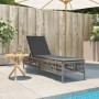 Sun lounger with synthetic rattan and grey cushion by , Loungers - Ref: Foro24-4002739, Price: 145,91 €, Discount: %