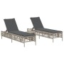 Liegestühle mit Tisch, 2 Stück, aus hellem grauem Kunststoff-Rattan. von , Liegen - Ref: Foro24-4002751, Preis: 278,25 €, Rab...