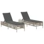 Sun loungers with small table, 2 units, light gray synthetic rattan by , Loungers - Ref: Foro24-4002751, Price: 274,85 €, Dis...