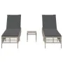 Liegestühle mit Tisch, 2 Stück, aus hellem grauem Kunststoff-Rattan. von , Liegen - Ref: Foro24-4002751, Preis: 273,57 €, Rab...