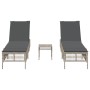 Tumbonas con mesita 2 unidades ratán sintético gris claro de , Tumbonas - Ref: Foro24-4002751, Precio: 280,16 €