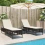 Liegestühle mit Tisch, 2 Stück, aus braunem synthetischem Rattan. von , Liegen - Ref: Foro24-4002747, Preis: 271,84 €, Rabatt: %