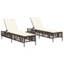 Sun loungers with small table, 2 units, synthetic brown rattan by , Loungers - Ref: Foro24-4002747, Price: 276,64 €, Discount: %