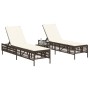 Liegestühle mit Tisch, 2 Stück, aus braunem synthetischem Rattan. von , Liegen - Ref: Foro24-4002747, Preis: 276,64 €, Rabatt: %