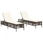 Sun loungers with small table, 2 units, synthetic brown rattan by , Loungers - Ref: Foro24-4002747, Price: 271,84 €, Discount: %