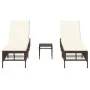 Tumbonas con mesita 2 unidades ratán sintético marrón de , Tumbonas - Ref: Foro24-4002747, Precio: 271,80 €, Descuento: %