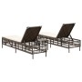 Liegestühle mit Tisch, 2 Stück, aus braunem synthetischem Rattan. von , Liegen - Ref: Foro24-4002747, Preis: 276,64 €, Rabatt: %