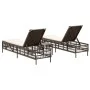 Tumbonas con mesita 2 unidades ratán sintético marrón de , Tumbonas - Ref: Foro24-4002747, Precio: 271,80 €, Descuento: %