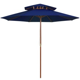 Two-story blue wooden pole umbrella 270 cm by vidaXL, Umbrellas - Ref: Foro24-313767, Price: 94,13 €, Discount: %