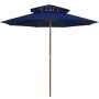 Sombrilla de dos pisos palo de madera azul 270 cm de vidaXL, Sombrillas - Ref: Foro24-313767, Precio: 92,24 €, Descuento: %