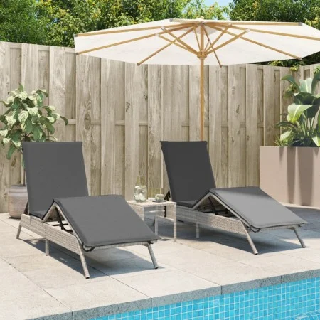 Sun loungers with cushions 2 units light gray synthetic rattan by , Loungers - Ref: Foro24-3261583, Price: 281,37 €, Discount: %