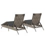 Liegestühle mit Kissen, 2 Stück, aus hellem grauem Kunststoff-Rattan. von , Liegen - Ref: Foro24-3261583, Preis: 286,61 €, Ra...