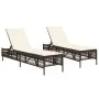 Sun loungers with cushions 2 units synthetic brown rattan by , Loungers - Ref: Foro24-3261597, Price: 278,20 €, Discount: %