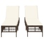 Sun loungers with cushions 2 units synthetic brown rattan by , Loungers - Ref: Foro24-3261597, Price: 283,42 €, Discount: %