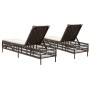 Sun loungers with cushions 2 units synthetic brown rattan by , Loungers - Ref: Foro24-3261597, Price: 283,42 €, Discount: %