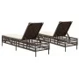 Sun loungers with cushions 2 units synthetic brown rattan by , Loungers - Ref: Foro24-3261597, Price: 278,20 €, Discount: %