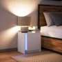 Nachttisch mit LED-Lichtern aus weißem Holzwerkstoff von , Nachttische - Ref: Foro24-852047, Preis: 53,93 €, Rabatt: %