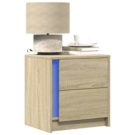 Nachttisch mit LED-Lichtern aus Eichenholz in Sonoma-Eiche-Optik. von , Nachttische - Ref: Foro24-852051, Preis: 45,33 €, Rab...