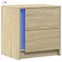 Mesita de noche con luces LED madera de ingeniería roble Sonoma de , Mesitas de noche - Ref: Foro24-852051, Precio: 45,33 €, ...