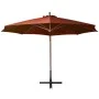 Hanging parasol with terracotta fir wood stick 3.5x2.9 m by vidaXL, Umbrellas - Ref: Foro24-313771, Price: 202,89 €, Discount: %