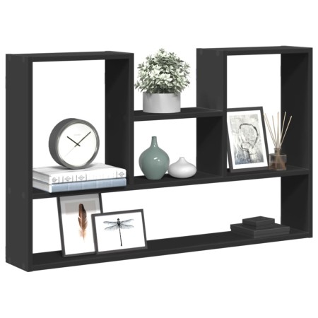 Engineered wood black wall shelf 99x15x60 cm by , Shelves and shelves - Ref: Foro24-853237, Price: 41,25 €, Discount: %