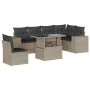 7-piece garden sofa set with light gray PE rattan cushions by , Garden sets - Ref: Foro24-3269202, Price: 558,71 €, Discount: %