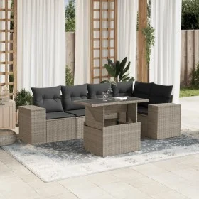 Garden sofa set 6 pieces and gray synthetic rattan cushions by , Garden sets - Ref: Foro24-3269152, Price: 492,13 €, Discount: %