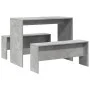 Dining table and benches 3 pieces engineered wood gray concrete by , Furniture sets for kitchens and dining rooms - Ref: Foro...