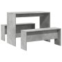 Esstisch und Esszimmerbänke, 3-teilig, aus grauem Beton-Ingenieurholz. von , Möbelsets für Küchen und Esszimmer - Ref: Foro24...