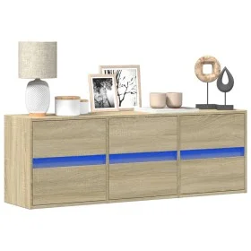 Wand-TV-Möbel mit LED-Lichtern in Sonoma-Eiche 130x31x45 cm von , TV-Möbel - Ref: Foro24-852301, Preis: 91,19 €, Rabatt: %