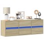 Mueble de TV de pared con luces LED roble Sonoma 130x31x45 cm de , Muebles TV - Ref: Foro24-852301, Precio: 92,21 €