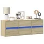 Wall-mounted TV unit with LED lights Sonoma oak 130x31x45 cm by , TV Furniture - Ref: Foro24-852301, Price: 91,19 €, Discount: %