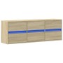 Mueble de TV de pared con luces LED roble Sonoma 130x31x45 cm de , Muebles TV - Ref: Foro24-852301, Precio: 92,21 €