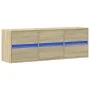 Wall-mounted TV unit with LED lights Sonoma oak 130x31x45 cm by , TV Furniture - Ref: Foro24-852301, Price: 91,19 €, Discount: %