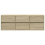Mueble de TV de pared con luces LED roble Sonoma 130x31x45 cm de , Muebles TV - Ref: Foro24-852301, Precio: 92,21 €