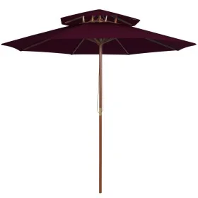 Zweistöckiger burgunderfarbener Stockschirm aus Holz, 270 cm von vidaXL, Sonnenschirme - Ref: Foro24-313764, Preis: 105,06 €,...