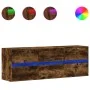 Mueble de TV de pared con luces LED roble ahumado 130x31x45 cm de , Muebles TV - Ref: Foro24-852303, Precio: 93,59 €, Descuen...