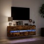 Wand-TV-Möbel mit LED-Lichtern in geräucherter Eiche 130x31x45 cm von , TV-Möbel - Ref: Foro24-852303, Preis: 94,80 €, Rabatt: %