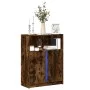 Display cabinet with LED lighting, smoked oak engineered wood, 77x34x100 cm by , Sideboards - Ref: Foro24-852149, Price: 75,4...