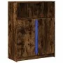 Display cabinet with LED lighting, smoked oak engineered wood, 77x34x100 cm by , Sideboards - Ref: Foro24-852149, Price: 75,4...