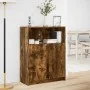 Display cabinet with LED lighting, smoked oak engineered wood, 77x34x100 cm by , Sideboards - Ref: Foro24-852149, Price: 75,4...