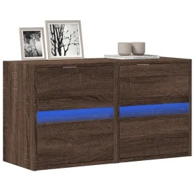 Wand-TV-Möbel mit LED-Lichtern, 2 Stück, braune Eiche, 41x31x45 cm. von , TV-Möbel - Ref: Foro24-852284, Preis: 76,87 €, Raba...